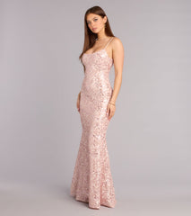 Addilyn Sequin Floral Lace Mermaid Dress