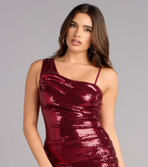 After Hours Shine One Shoulder Sequin Mini Dress