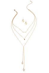 3 Row Dainty Lariat Charm Necklace