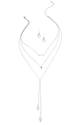 3 Row Dainty Lariat Charm Necklace