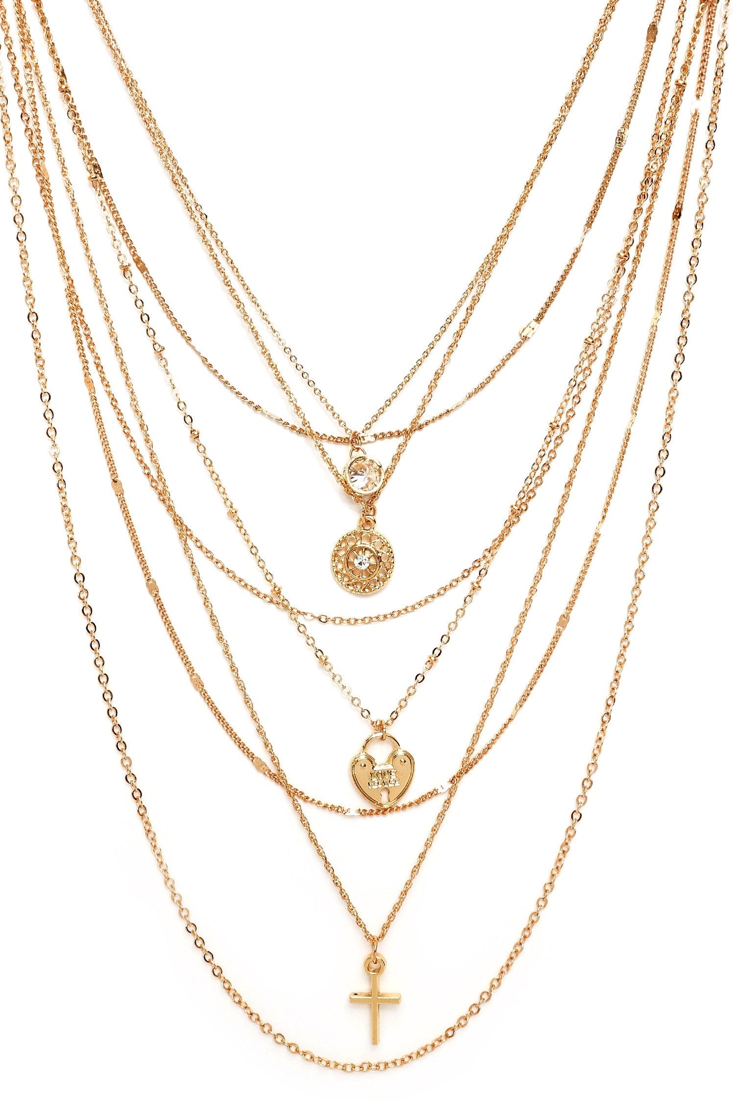 8 Row Layered Charm Necklaces